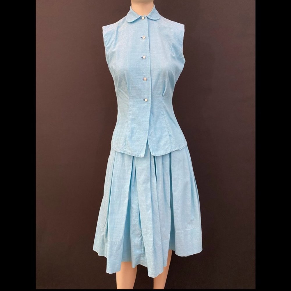 50s Powder Blue Top And Skirt Set